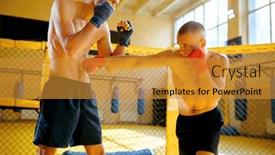 Presentation with mma - Theme having male-mma-fighter-hits background and a gold colored foreground