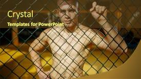  Presentation with mma - Presentation design having male-mma-fighter-standing background and a tawny brown colored foreground