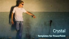  Presentation with abandoned - Colorful slides enhanced with male model in an abandoned industrial room backdrop and a ocean colored foreground