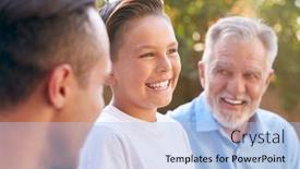  Presentation with home garden - Slide set with male-multi-generation-hispanic-family background and a light blue colored foreground