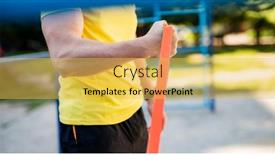 Presentation with band - PPT theme having male-muscular-arm-with-elastic background and a yellow colored foreground