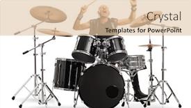  Presentation with drum - Theme enhanced with male-musician-in-leather-vest background and a lemonade colored foreground