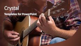  Presentation with acoustic - Colorful presentation theme enhanced with male musician playing acoustic guitar backdrop and a tawny brown colored foreground