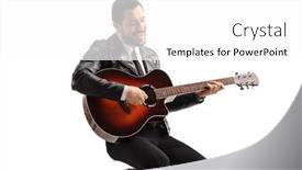  Presentation with acoustic - Slide set having male-musician-playing-an-acoustic background and a white colored foreground