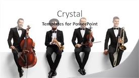  Presentation with trumpet - PPT theme with male-musicians-seated background and a  colored foreground