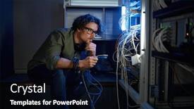  Presentation with connecting - Slide set having male-network-engineer-connecting-cables background and a black colored foreground