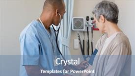  Presentation with blood pressure - Slide deck enhanced with male nurse checking blood pressure background and a teal colored foreground