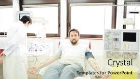  Presentation with male nurse - Colorful slides enhanced with male nurse giving hand - hospital backdrop and a soft green colored foreground