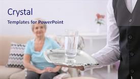  Presentation with kid water glass - Cool new presentation theme with male nurse giving hand - young man serving glass backdrop and a sky blue colored foreground