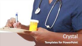 Presentation with male pharmacist - Presentation theme having male nurse hand - young pharmacist background and a tawny brown colored foreground