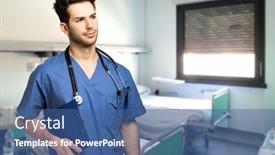  Presentation with male nurse - Presentation theme consisting of male-nurse-holding-a-case background and a ocean colored foreground