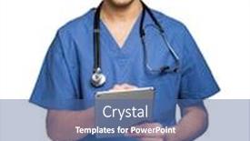 Presentation with male nurse - Presentation design having male nurse isolated on white using a digital tablet background and a ocean colored foreground