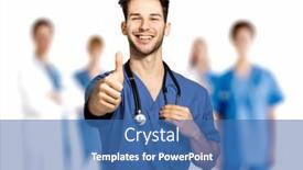  Presentation with nurse team - Colorful slide set enhanced with male-nurse-isolated-on-white backdrop and a ocean colored foreground