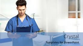  Presentation with male nurse - Audience pleasing slide deck consisting of male-nurse-isolated-on-whitemale backdrop and a teal colored foreground