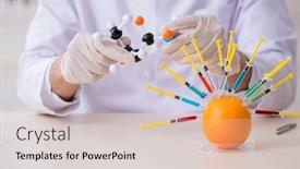  Presentation with nutrition - PPT theme featuring male nutrition expert testing food products in lab background and a lemonade colored foreground