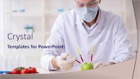  Presentation with nutrition - Cool new PPT layouts with male nutrition expert testing food products in lab backdrop and a sky blue colored foreground