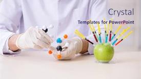  Presentation with nutrition - Presentation theme consisting of male nutrition expert testing food products in lab background and a sky blue colored foreground