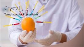  Presentation with nutrition - Beautiful slide set featuring male nutrition expert testing food products in lab backdrop and a light blue colored foreground