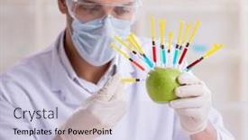  Presentation with nutrition - Theme consisting of male-nutrition-expert-testing-food background and a  colored foreground