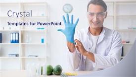  Presentation with nutrition - Cool new presentation with male nutrition expert testing vegetables in lab backdrop and a sky blue colored foreground