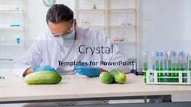  Presentation with nutrition - Audience pleasing theme consisting of male-nutrition-expert-testing-vegetables backdrop and a light blue colored foreground