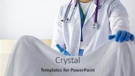  Presentation with scrubs - PPT theme having male-obstetrician-and-scrubs-nurse background and a light gray colored foreground