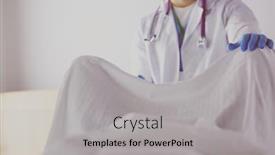  Presentation with male nurse - Audience pleasing theme consisting of male-obstetrician-and-scrubs-nurse backdrop and a light gray colored foreground