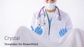  Presentation with male nurse - Colorful PPT layouts enhanced with male-obstetrician-and-scrubs-nurse backdrop and a sky blue colored foreground