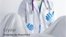  Presentation with male nurse - Presentation theme enhanced with male-obstetrician-and-scrubs-nurse background and a light blue colored foreground