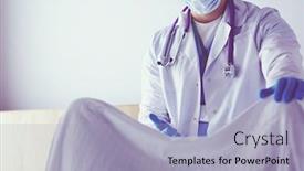  Presentation with male nurse - Presentation having male-obstetrician-and-scrubs-nurse background and a light blue colored foreground