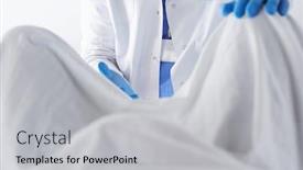  Presentation with scrubs - Cool new presentation theme with male-obstetrician-and-scrubs-nurse backdrop and a light gray colored foreground