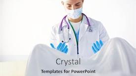  Presentation with scrubs - PPT theme having male-obstetrician-and-scrubs-nurse background and a lemonade colored foreground