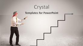  Presentation with blindfolded - Cool new PPT theme with male office worker standing blindfolded and confused with arrows pointing in different directions concept backdrop and a light gray colored foreground