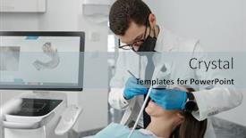  Presentation with prosthodontics - Presentation design featuring male-orthodontist-scaning-patient background and a light blue colored foreground