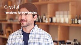  Presentation with cosmetics - Presentation theme consisting of male-owner-of-gift-store background and a red colored foreground