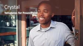  Presentation with coffee shop - Colorful presentation enhanced with male-owner-of-start-up backdrop and a tawny brown colored foreground