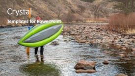  Presentation with kayak - Presentation theme featuring male-paddler-carrying-inflatable-whitewater background and a violet colored foreground