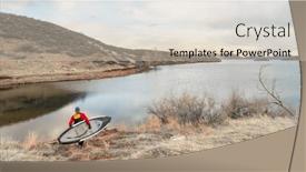  Presentation with colorado - Presentation having male-paddler-in-a-dry background and a soft green colored foreground