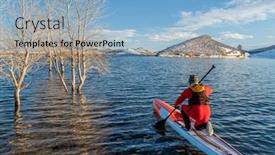  Presentation with safety training - Theme with male-paddler-wearing-drysuit-life background and a light blue colored foreground