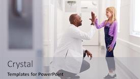  Presentation with paediatric - Amazing presentation design having male-paediatric-doctor-giving-young backdrop and a light gray colored foreground