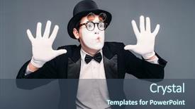  Presentation with pantomime - Colorful slide set enhanced with male pantomime actor fun performing backdrop and a ocean colored foreground