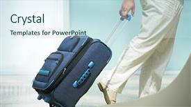  Presentation with airport - Slide set consisting of male passenger at the airport background and a cool aqua colored foreground