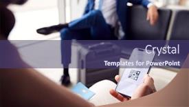  Presentation with airport boarding pass - PPT layouts featuring male-passenger-in-airport-departure background and a violet colored foreground