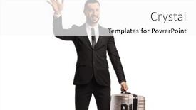  Presentation with suitcase - PPT layouts featuring male-passenger-with-a-suitcase background and a white colored foreground