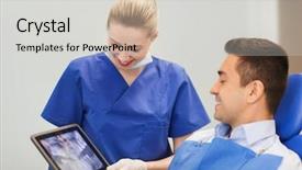  Presentation with dentist xray - Audience pleasing PPT theme consisting of male patient at dental backdrop and a light gray colored foreground