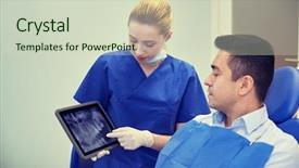  Presentation with health care - Slides having male patient at dental background and a soft green colored foreground