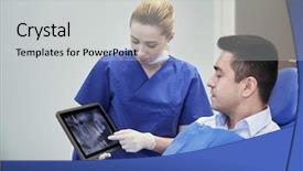  Presentation with health-care - Slide deck consisting of male patient at dental background and a  colored foreground