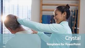  Presentation with therapy dogs hospital - Amazing PPT theme having male patient at hospital ward backdrop and a light blue colored foreground