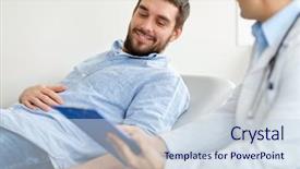  Presentation with medical smiling doctor - Amazing presentation design having male patient at medical exam backdrop and a lemonade colored foreground