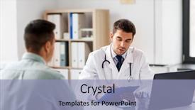  Presentation with medical clipboard - Beautiful presentation design featuring male patient at medical backdrop and a light blue colored foreground